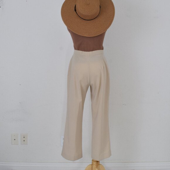 Worrn Vintage 80s Beige Flat‎ Front Stretch Pants | 31 waist - Picture 4 of 10